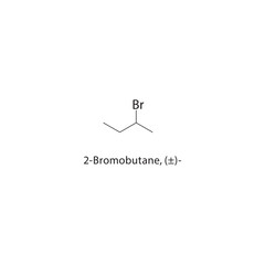 2-Bromobutane, (±)- skeletal structure. Brominated Alkane compound schematic illustration. Simple diagram, chemical formula.