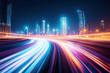 Fototapeta premium Night City Lights: Speed and Urban Glamour