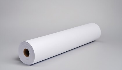 White paper roll on gray background.Rolled White Material Blank Mockup for Design Presentation.12345
