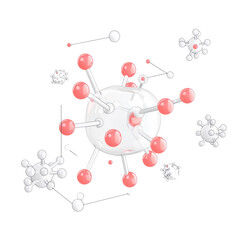 Obraz premium Molecular structure with red and white atoms, showcasing scientific concepts and chemistry