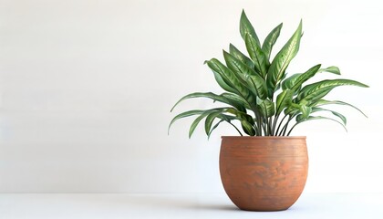 Obraz premium Green Indoor Plant in Modern Pot on White Background for Home Decor