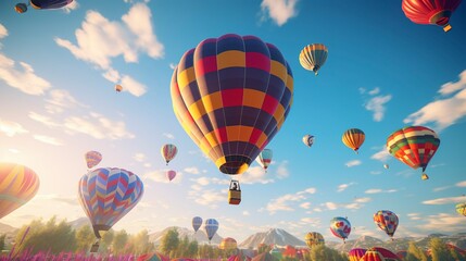 Fototapeta premium A photo of a colorful hot air balloon festival.