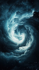 A dynamic space tunnel spiraling into the unknown, evoking the mysteries of the cosmos.

