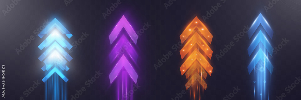 Poster futuristic speed background with glowing arrows, motion blur, digital technology concept, fast-movin
