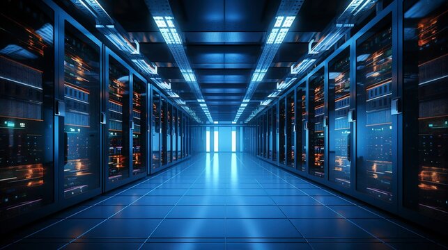 A photo of a computer server farm