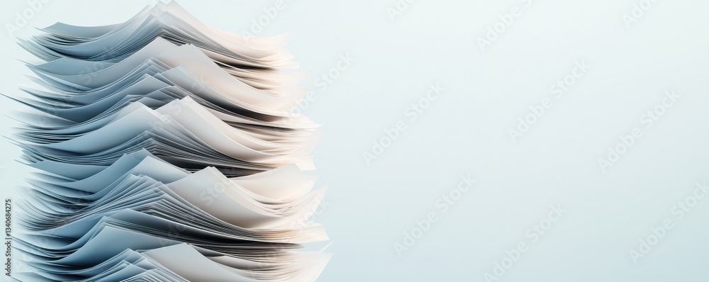 Poster A stack of papers is displayed, illustrating organization and documentation against a minimalistic background.