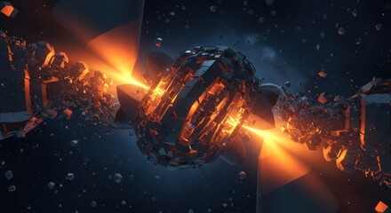 Sphere Fragmentation with Beam of Light Shining Through the Void