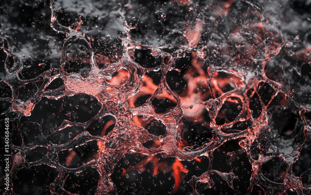 Poster abstract red and black fluid ink texture background with swirling patterns