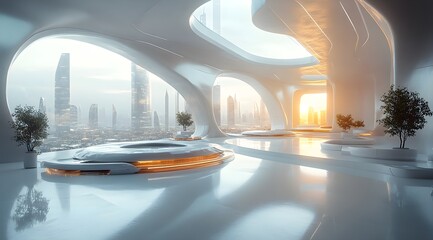 Futuristic City Model Showcasing Innovative Architectural Designs in a Modern Studio – Generative AI
