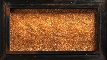 Framed rice flakes on black background --ar 16:9