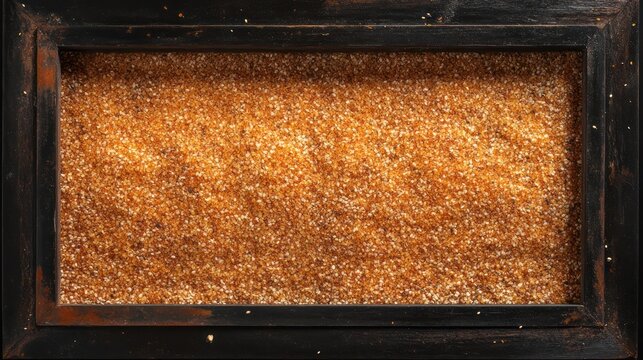 Framed rice flakes on black background --ar 16:9