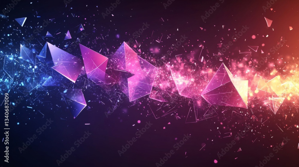 Aufkleber abstract geometric background with glowing triangles