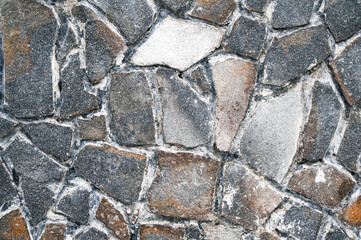 Wall or floor cladding with uneven stone slab texture