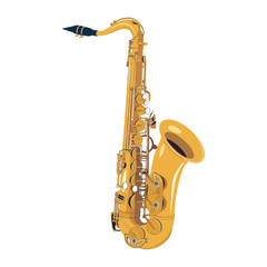 Naklejka premium A yellow Saxophone saxophone illustration instrument vector