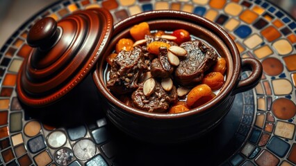 Beef Tagine with Dried Apricots and Almonds