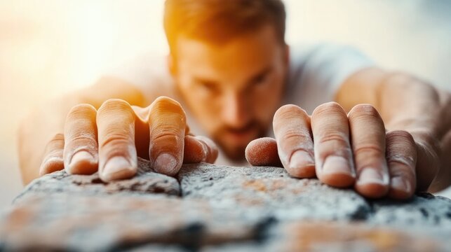 Dynamic parkour athlete climbing urban environment under bright sunset light for adventure sports and fitness enthusiasts