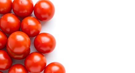 Fresh Red Tomatoes on a White Background, Stock Photography, Food Menu items top down view, Healthy Diet, on a plain white Background
