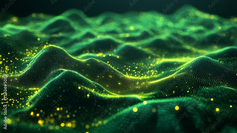 Poster abstract green particle wave background