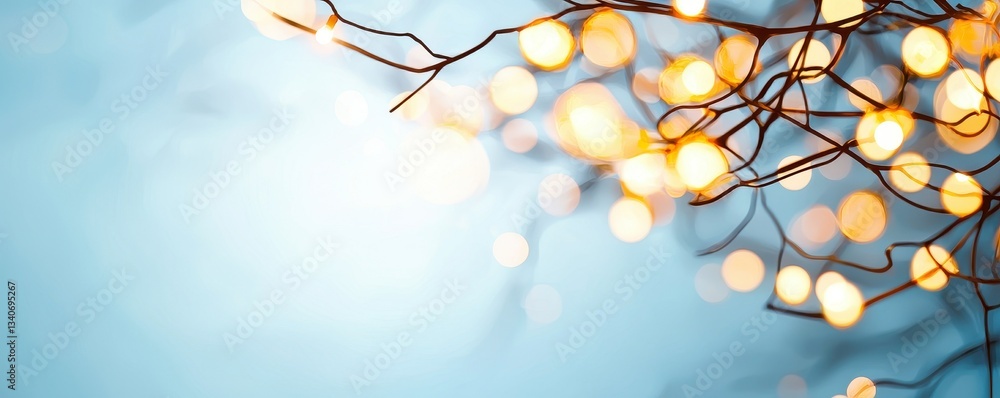 Aufkleber a beautifully lit scene featuring glowing lights against a soft blue background, creating a magical 