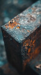 Close-up shot of a rusty metal piece with corrosion and decay