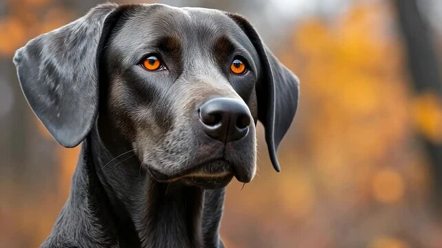 A dog with a black and white coat and a blue eye