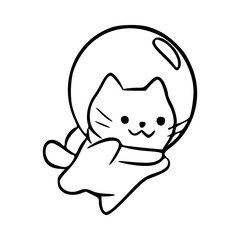 cute cat astronaut vector for children