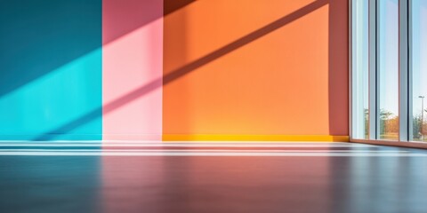 Chromatic Minimalism Vibrant Color Block Interior Design with Architectural Light Play - Contemporary Spatial Wellness and Creative Studio Aesthetics