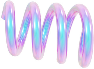 3d holographic liquid shape, iridescent chrome fluid abstract form isolated on white background. Render of geometric metal illustration