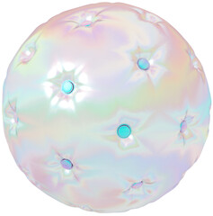 3d holographic inflatable shape, pastel iridescent balloon abstract form isolated on white background. Render of geometric illustration