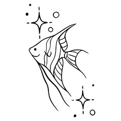 angelfish outline vector illustration