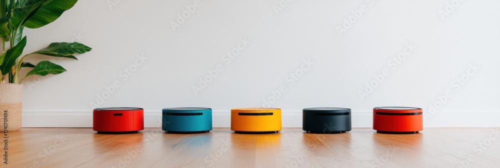 Aufkleber smart living revolution multicolor robotic vacuum fleet transforms modern home cleaning with ai-powe