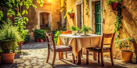 Romantic Couple's Dinner: Intimate Courtyard Table for Two