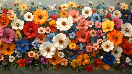 Fototapeta premium Rich Tapestry of Vibrant Spring Flowers Forming a Decorative Pattern – Generative AI