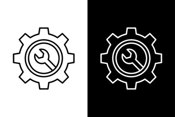 Troubleshoot Gear Line Icon High-Quality Black & White Vector.