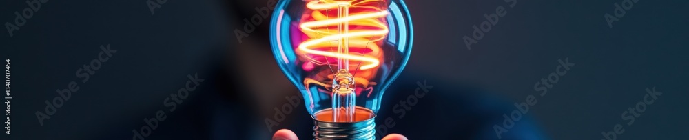Aufkleber Innovative Financial Intelligence Luminescent Investment Visualization with Glowing Light Bulb - Next-Gen Wealth Strategy and Digital Transformation for Strategic Risk Management