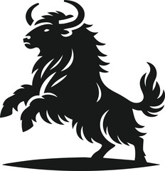 Yak rearing up on its hind legs animal vector silhouette