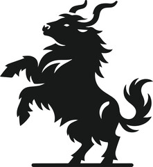 Obraz premium Yak rearing up on its hind legs animal vector silhouette