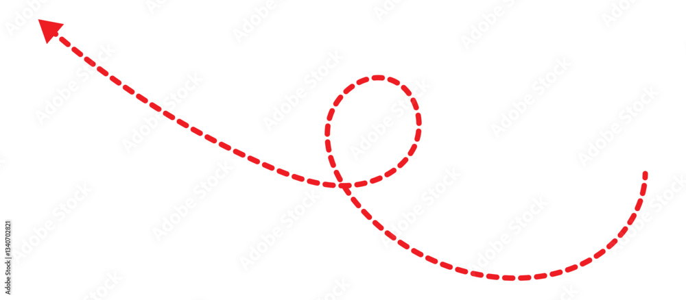 Poster long dotted arrow icon vector illustration. long red dashed arrows on white background. dashed lines