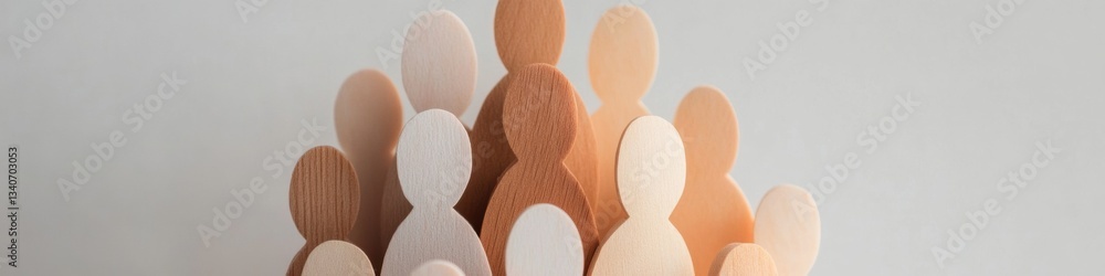 Poster inclusive workplace diversity minimalist paper silhouettes representing multicultural team dynamics 
