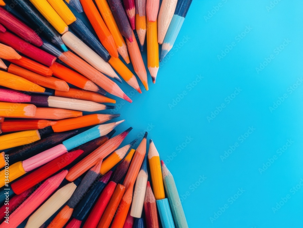 Aufkleber vibrant creative burst minimalist color explosion of precision design pencils - innovative artistic 