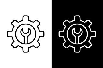 Troubleshoot Gear Line Icon High-Quality Black & White Vector.