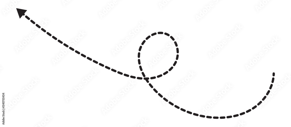 Poster long squiggle dashed, dotted line arrow vector icon. long dotted arrow icon vector illustration. das