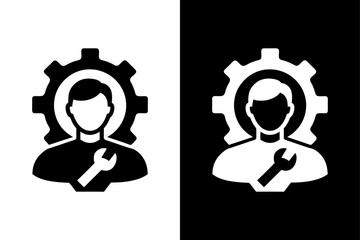 Minimalist Settings Icon Black & White Silhouette Vector.
