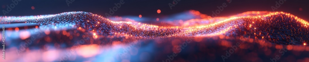 Poster Quantum Horizon Immersive Digital Particle Wave Visualization in Cybernetic Gradient - Next-Gen Tech Innovation for AI and Data Visualization Aesthetics
