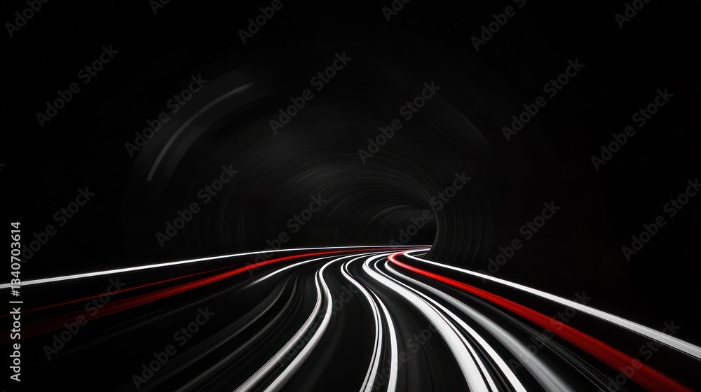 Poster abstract light trails in a tunnel: a symphony of motion and speed