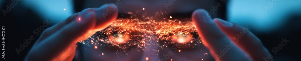 Poster Immersive AI Interaction Futuristic Digital Connectivity with Holographic Projection - Next-Gen Productivity Tech Visualizing Personalized Workflow Optimization