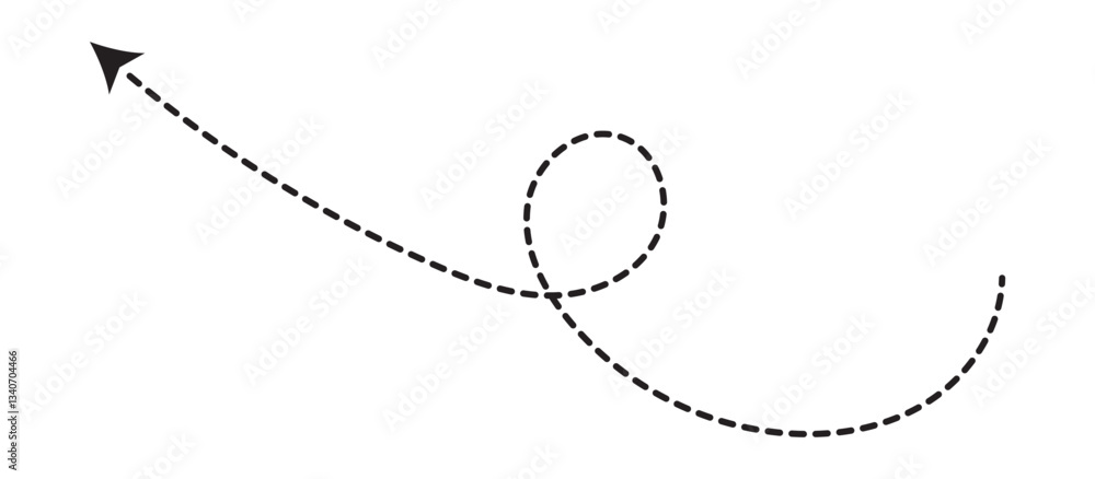 Poster long squiggle dashed, dotted line arrow vector icon. long dotted arrow icon vector illustration. das