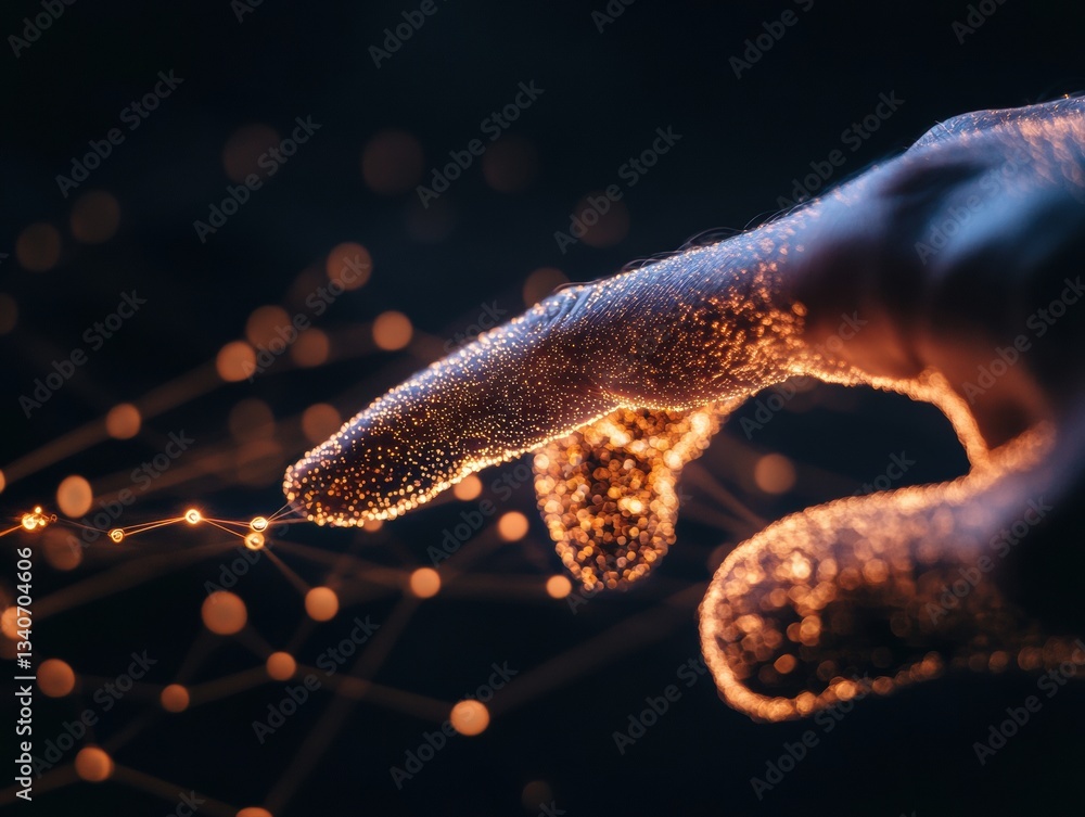 Poster immersive digital transformation futuristic human-tech interface revealing quantum connectivity and 