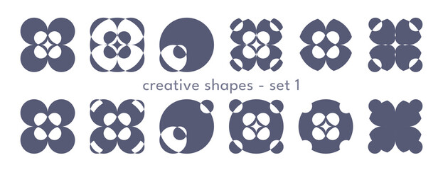 Creative shape templates. Set of geometric logo. Collection of abstract vector emblems for business. Concept for branding.