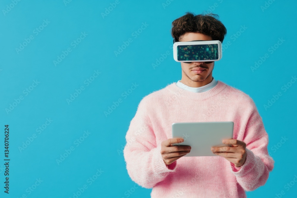 Poster next-gen immersive learning gen z tech explorer in soft pastel vr experience - augmented education a